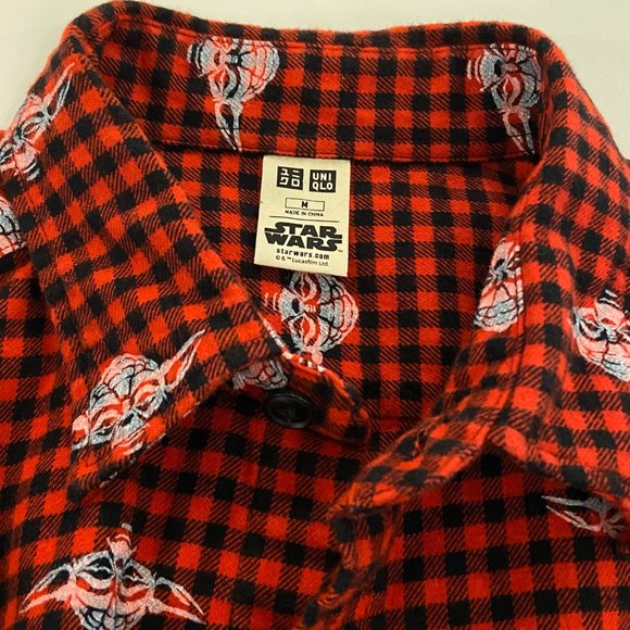 Uniqlo Special Edition Star Wars Red Plaid Shirt US M - Picture 3 of 7